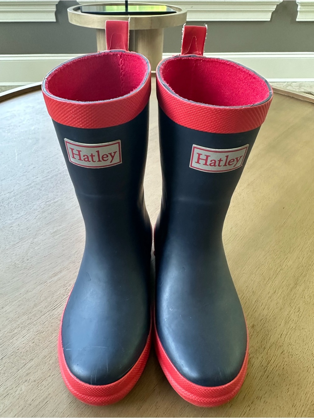 Hatley Matte Rain Boots, Size 10 Little Kid, Navy & Red